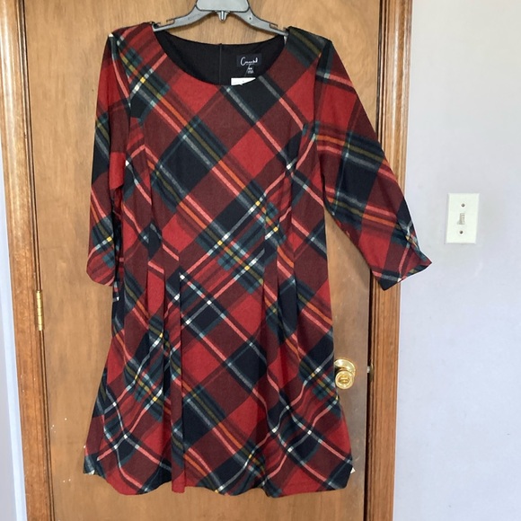 connected apparel Dresses & Skirts - Connected dress plaid print w pockets some stretch casual office 18W